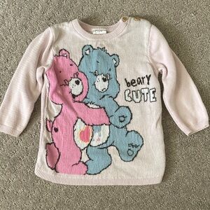 CARE BEARS Hopeful & Grumpy pink knit sweater, 6-9M.